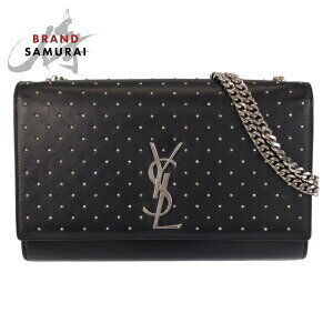 SAINT LAURENT PARIS YSL Kate Studded Black Leather Shoulder Bag